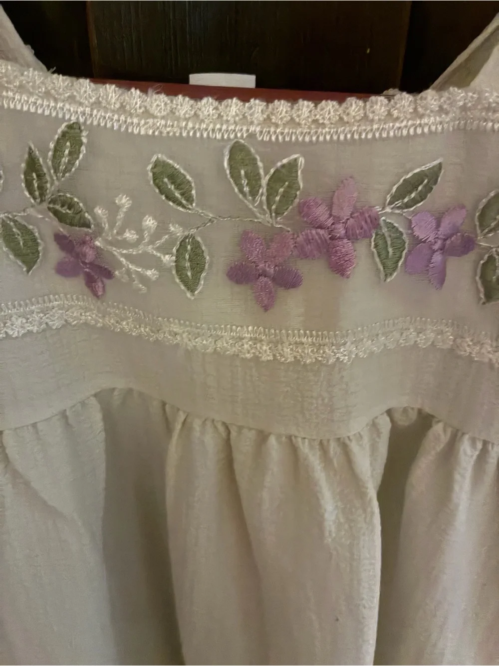 SHEIN Cream Dress with Pink & Green Floral Embroidery
